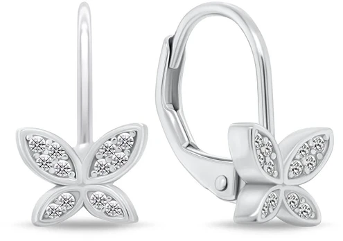 Brilio Silver Sidabrinis dangle earrings with zircons Butterfly EA1272W