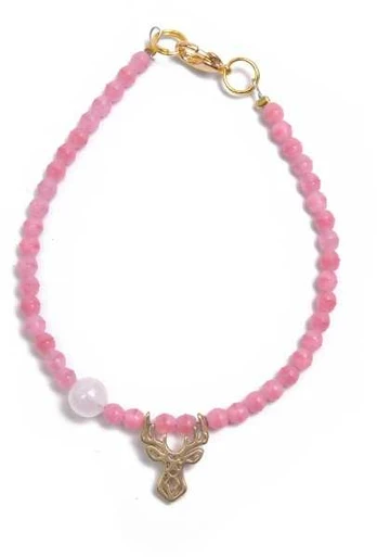 Deers Rožinė beaded mini bracelet with rose quartz