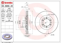 Stabdžių diskas BREMBO 09.6866.20 kaina