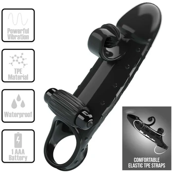 PRETTY LOVE - ROMANCE - VIBRATING PENIS SLEEVE Juodas