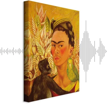 Artgeist Paveikslas - Frida Kahlo – Self-Portrait with Monkey and Parrot