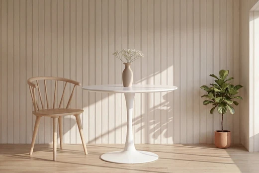 Venture Design Valgomojo stalas ø110 cm, baltas MDF