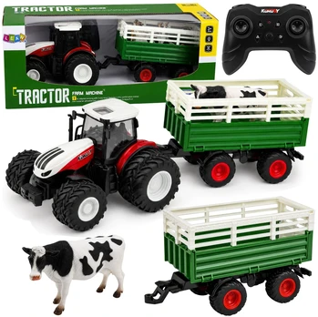 Lean Toys Nuotoliniu būdu valdomas traktorius 1:24 su priekaba