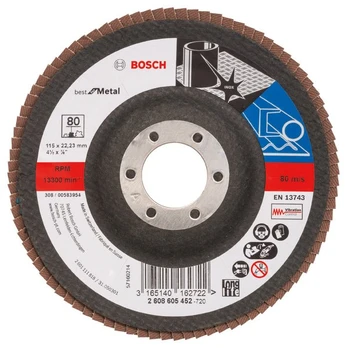 Žiedlapinis šlifavimo diskas BOSCH, D 115 mm, K 80, kampinis, 1 vnt.