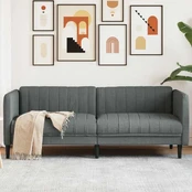 Trivietė sofa, tamsiai pilkos spalvos, audinys kaina