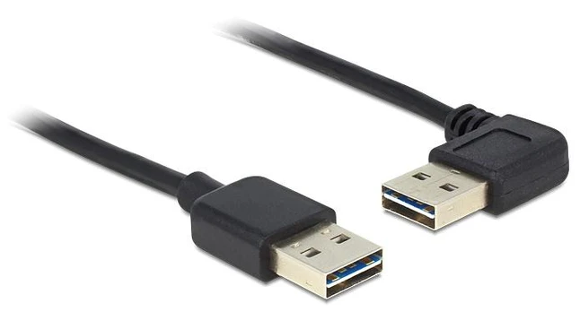 Delock 1m USB 2.0 A m/m 90° - 1 m - USB A - USB A - USB 2.0 - Male/Male - Juodas