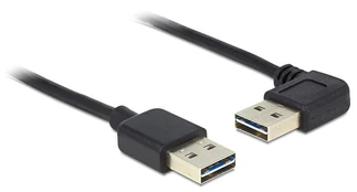 Delock 1m USB 2.0 A m/m 90° - 1 m - USB A - USB A - USB 2.0 - Male/Male - Juodas kaina