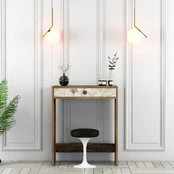 Makiažo stalas Lizbon - Walnut, Baltas, Marble kaina