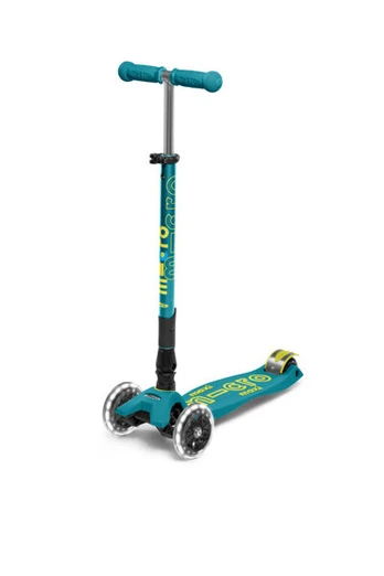 Triratis paspirtukas Micro Maxi Deluxe Foldable LED, žalias