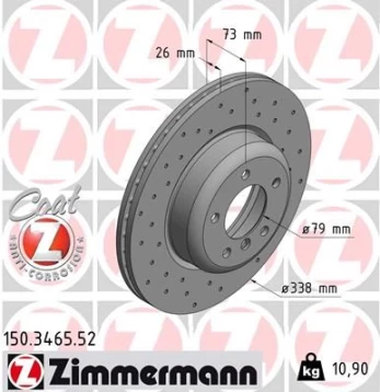 Stabdžių diskas ZIMMERMANN 150.3465.52