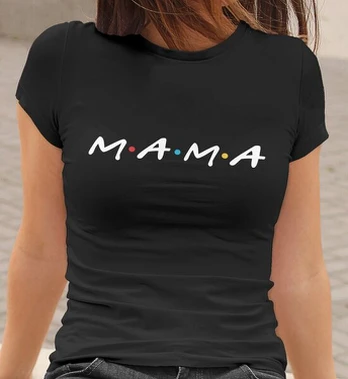 Marškinėliai moterims „Mama“, juodi