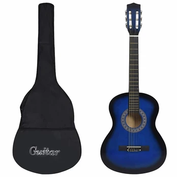 Klasikinė gitara su dėklu pradedantiesiems, mėlyna, 3/4 36