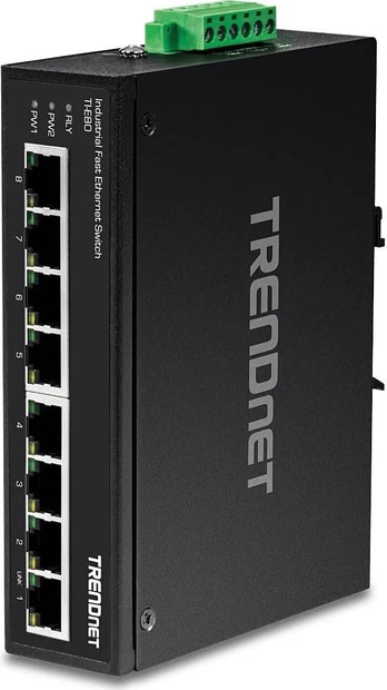 Šakotuvas Trendnet TI-E80 network switch Fast Ethernet (10/100) Juodas