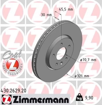 Stabdžių diskas ZIMMERMANN 430.2629.20