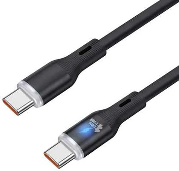 Spacetronik USB2.0 C tipo kabelis LED PD100W silikoninis, juodas, 1 m