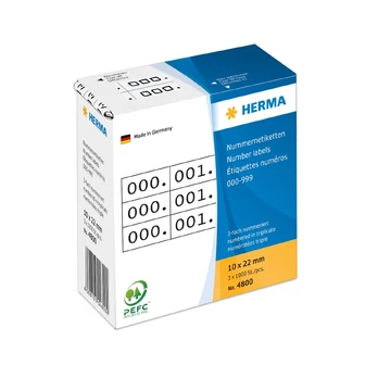 HERMA Nummernetik. 3fach selbstkl. 10x22 mm baltas/juodas