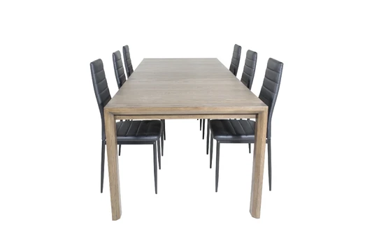 Slider Extention Table - Smoked Oak - 170+40+40cm +Slim High Back Dining Chair