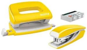 Leitz Mini stapler and hole punch set WOW, yellow