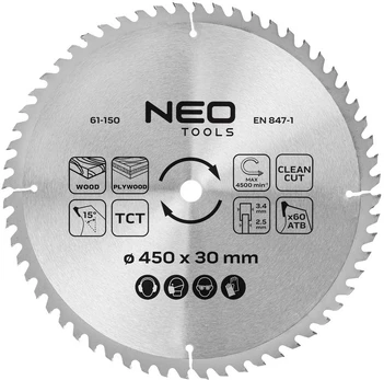 Neo Tools Diskinio pjūklo diskas, Widia, 450 x 30 mm, 60 dantų