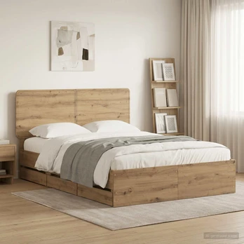 Lova Bed Frame with Storage and Headboard Artisan Oak 120 x 200 cm