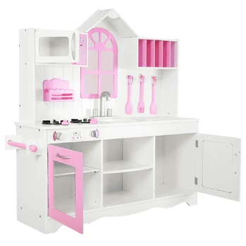 Bonideco Select Vaikų virtuvė 106,5x32x109cm., baltos/rožinės spalvos