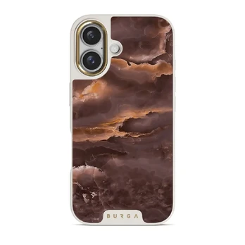 Fire Wood - Brown Marble iPhone 16 Case, Elite Light (MagSafe) / Gold