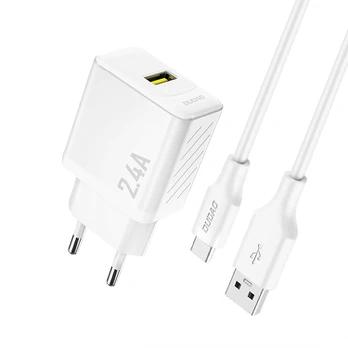 Dudao A23TEU Adapteris 12Watt 1xUSB-A (1m USB-A to USB-C cable included) Hvid