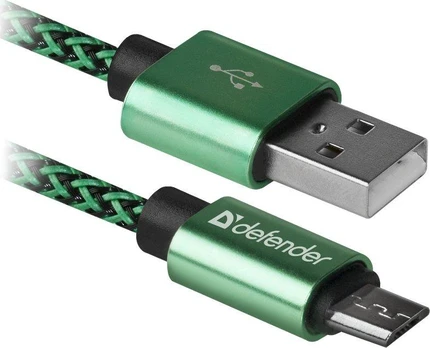 USB kabelis Defender USB-A - mikroUSB 1 m žaliasis (87804)