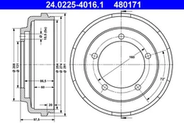 ATE 24.0225-4016.1 Brake drum kaina