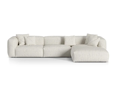 Boucle Modular Right Corner Sofa, "Martina", 3 Seats, 330x176x75, Grey Beige Melange