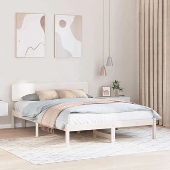 Lovos rėmas Balta 150 x 200 cm Kietos pušies mediena