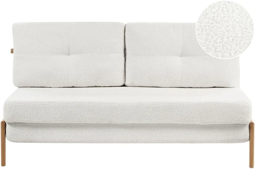 Beliani Dvivietė sofa lova EDLAND iš „Boucle“ audinio, balta