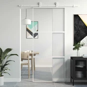 Stumdomos durys, baltos, 90x205cm, grūdintas stiklas/aliuminis kaina
