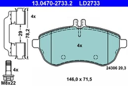 ATE 13.0470-2733.2 Brake pad set