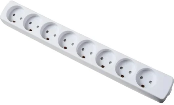Mercodan Power strip 8 outlets earthed 10m cord, baltas