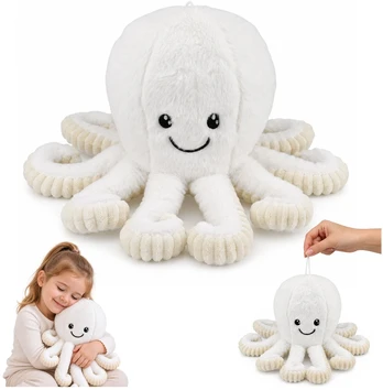 Pliušinis aštuonkojis, baltas, 50 cm