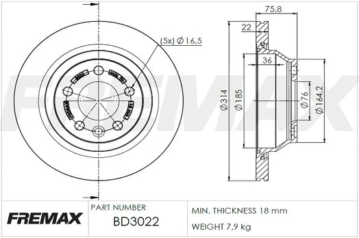 Stabdžių diskas FREMAX BD-3022