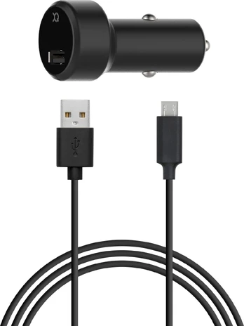 XQISIT CAR CHARGER 2,4A 1xUSB-A TO USB-MICRO Juodas BOX