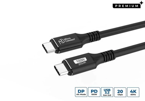 Kabelis USB MicroConnect USB-C - USB-C 0.15 m Juodas (Premium USB-C cable 0,15m)