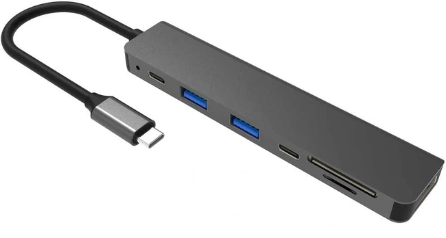 Fuj:tech Slim USB-C Hubi 100 W PD-latauksella, 5 porttia