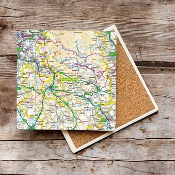 OS Map Ceramic Single Coaster - Peak District National Park