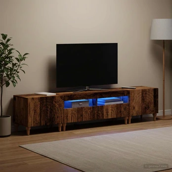 3 dalių LED televizoriaus spintelė Sendintos medienos