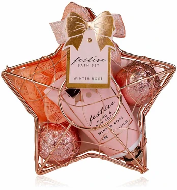 Accentra Bath set FESTIVE in star shaped wire basket