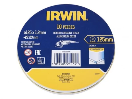Metalo pjovimo diskai IRWIN, 125 x 1,2 mm, 10 vnt.