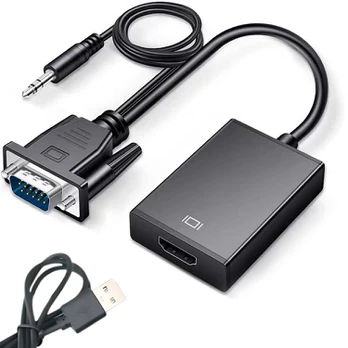Adapteris VGA-HDMI su 3.5 mm ir USB jungtimis, 25 cm