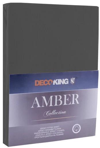 Jersey paklodė su guma Decoking AMBER Graphite, 140x200 cm