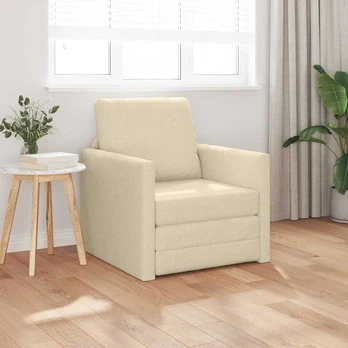 Sofa Grindų Sofos Lova 2-in-1 Kreminė 74x77x81 cm Audinys