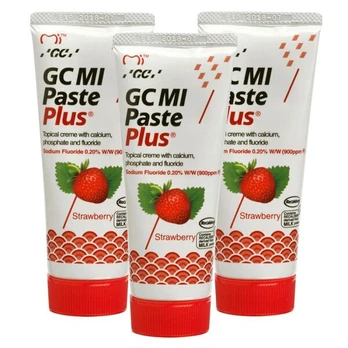 Dantų pasta su fluoru GC Mi Paste Plus Recaldent, braškių skonio, 35 ml, 3 vnt.