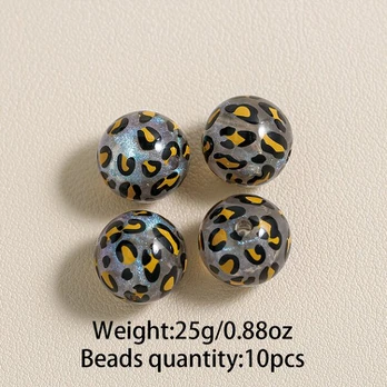 Karoliukų rinkinys, Two-color Leopard Print Peach Red-10pcs