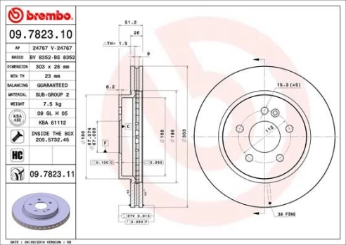 Stabdžių diskas BREMBO 09.7823.11